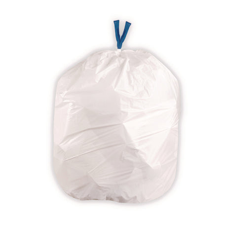 Drawstring Trash Bags, 13 gal, 0.8 mil, 24" x 28", White, 40 Bags/Roll, 2 Rolls/Box