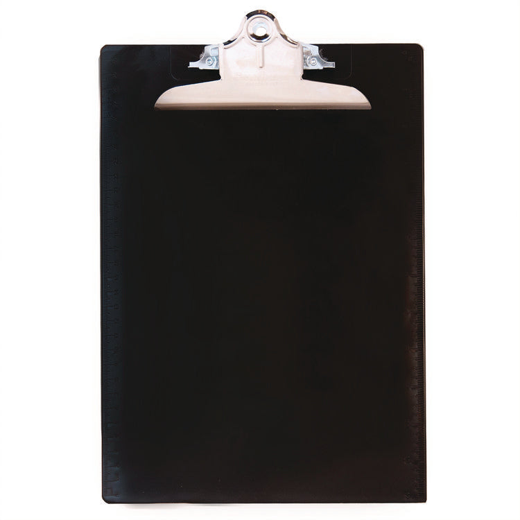 Recycled Plastic Clipboard with Ruler Edge, 1" Clip Capacity, Holds 8.5 x 11 Sheets, Black