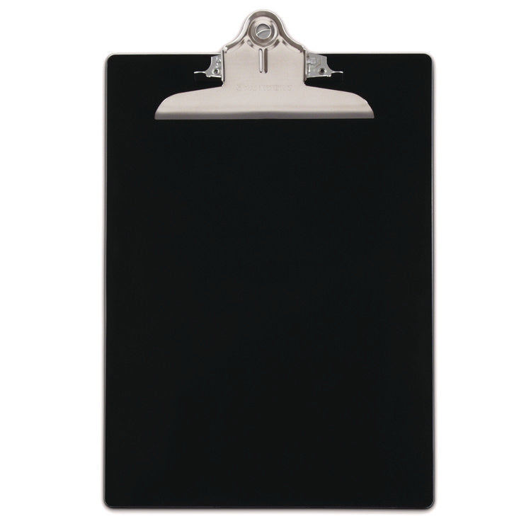 Recycled Plastic Clipboard with Ruler Edge, 1" Clip Capacity, Holds 8.5 x 11 Sheets, Black