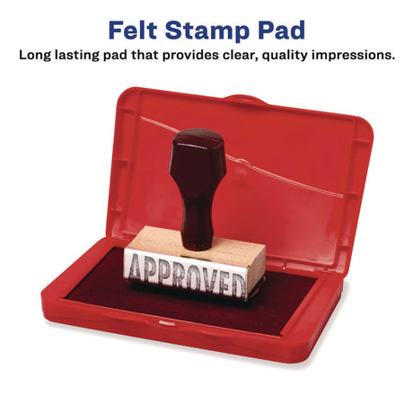 Pre-Inked Felt Stamp Pad, 4.25" x 2.75", Red