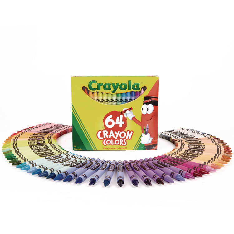 Classic Color Crayons in Flip-Top Pack with Sharpener, 64 Colors/Pack