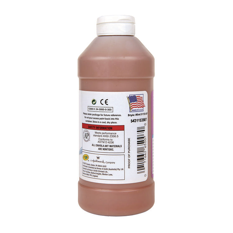 Artista II Washable Tempera Paint, Brown, 16 oz Bottle