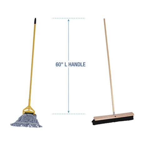 Cleaning Kit, Medium Blue Cotton/Rayon/Synthetic Head, 60" Natural/Yellow Wood/Metal Handle