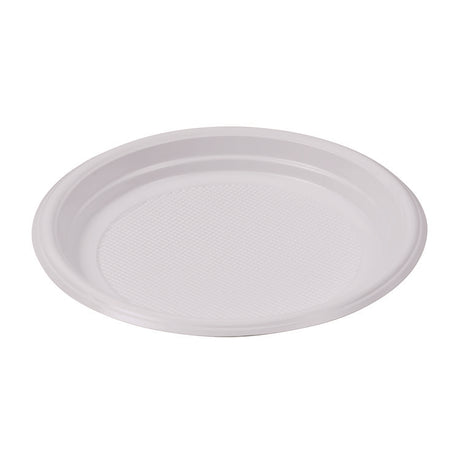 Hi-Impact Plastic Dinnerware, Plate, 9  dia, White, 500/Carton