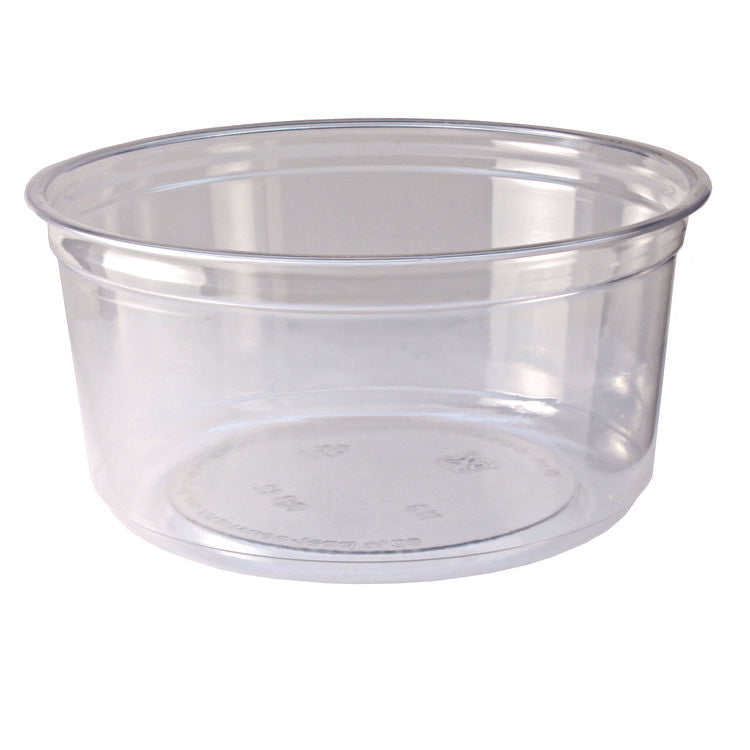Recycleware Round Deli Container, 12 oz, 4.6  Diameter x 2.3  h, Clear, Plastic, 500/Carton