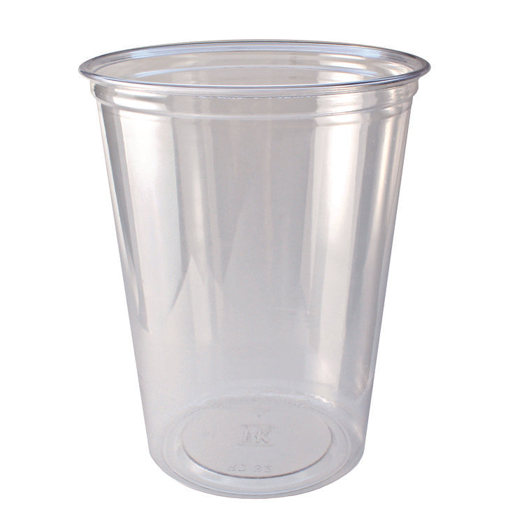 Recycleware Round Deli Container, 32 oz, 4.6  Diameter x 5.8  h, Clear, Plastic, 500/Carton