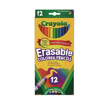 Erasable Color Pencil Set, 3.3 mm, 2B, Assorted Lead and Barrel Colors, Dozen