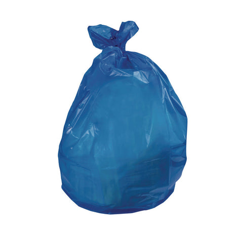 High-Density Waste Can Liners, 23 gal, 14 mic, 30 x 43, Blue, 25 Bags/Roll, 10 Rolls/Carton