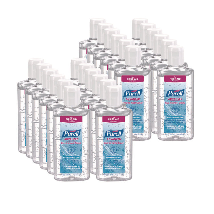 Advanced Hand Sanitizer Refreshing Gel, 4 oz Flip-Cap Bottle, Clean Scent, 24/Carton