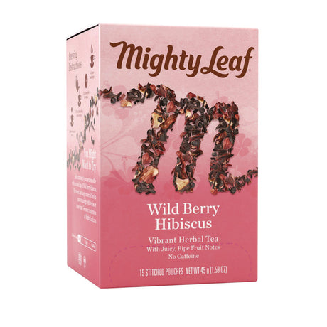 Whole Leaf Tea Pouches, Wild Berry Hibiscus, 15/Box