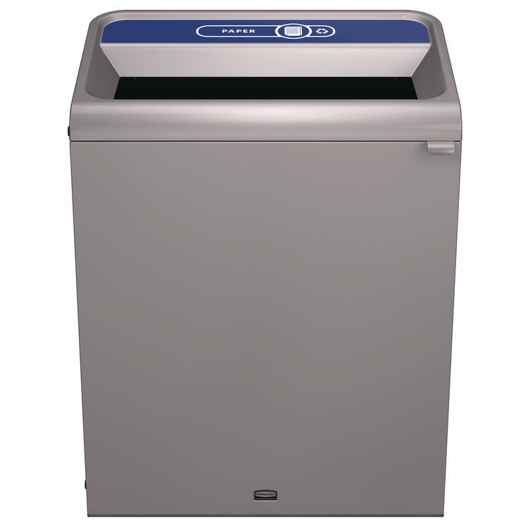 Configure Indoor Recycling Waste Receptacle, Mixed Recycling, 33 gal, Metal, Gray