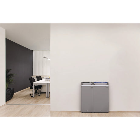 Configure Indoor Recycling Waste Receptacle, Mixed Recycling, 23 gal, Metal, Gray