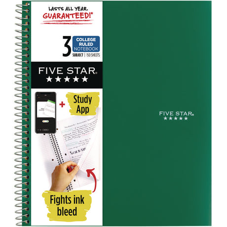 Wirebound Notebook with Four Pockets, 3-Subject, Medium/College Rule, Randomly Assorted Cover Color, (150) 11 x 8.5 Sheets