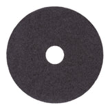 Stripping Floor Pads, 12" Diameter, Black, 5/Carton