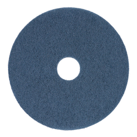 Scrubbing Floor Pads, 14" Diameter, Blue, 5/Carton