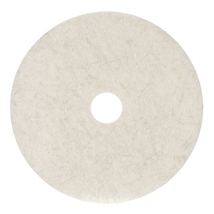 Natural Burnishing Floor Pads, 17" Diameter, White, 5/Carton