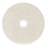 Natural Burnishing Floor Pads, 17" Diameter, White, 5/Carton