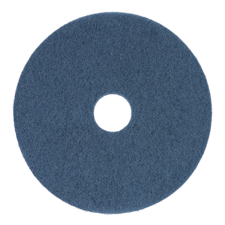 Scrubbing Floor Pads, 13" Diameter, Blue, 5/Carton