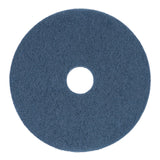 Scrubbing Floor Pads, 13" Diameter, Blue, 5/Carton