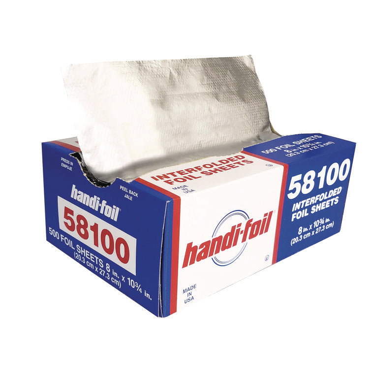 Interfolded Foil Sheets, 55 Gauge, 8 x 10.75, 500 Sheets/Box, 6 Boxes/Carton