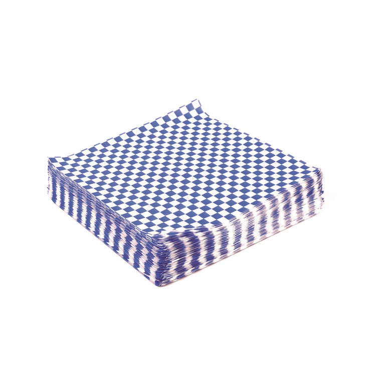 Grease-Resistant Food Wrap, 12  x 12 , Blue Check, 5,000/Carton