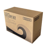 Six-Piece Cutlery Kit, Fork/Knife/Napkin/Pepper/Salt/Spoon, Black, 250/Carton