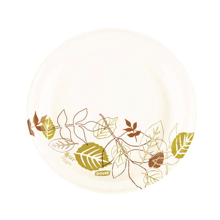 Pathways Soak-Proof Shield Mediumweight Paper Plates, WiseSize, 8.5" dia, Green/Burgundy, 125/Pack