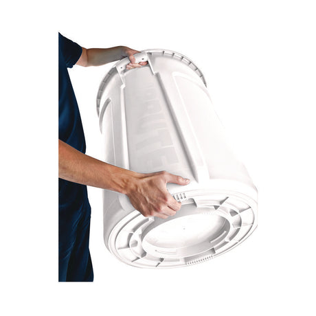 Vented Round Brute Container, 10 gal, Plastic, White