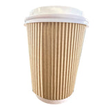 Ripple Hot Cups, 12 oz, Kraft/White, 500/Carton