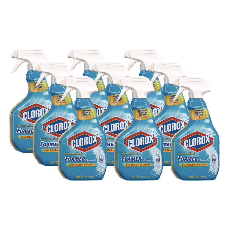 Bleach Foamer Bathroom Spray, Original, 30 oz Spray Bottle, 9/Carton