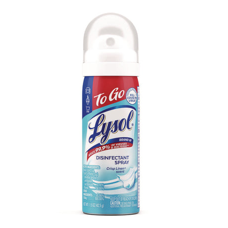 Disinfectant Spray To Go, Crisp Linen Scent, 1.5 oz Aerosol Spray, 12/Carton