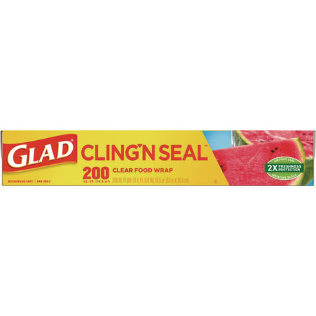 ClingWrap Plastic Wrap, 200 Square Foot Roll, Clear, 12 Rolls/Carton