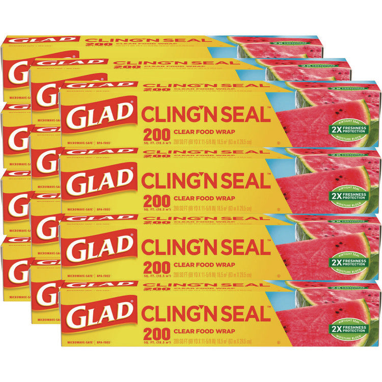 ClingWrap Plastic Wrap, 200 Square Foot Roll, Clear, 12 Rolls/Carton