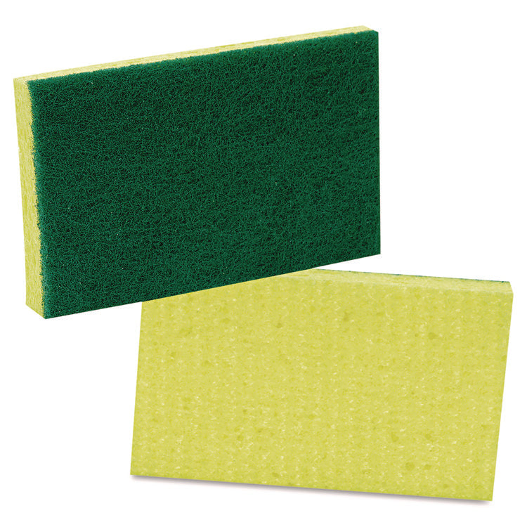 Medium-Duty Scrubbing Sponge, 3.6 x 6.1, 0.7  Thick, Yellow/Green