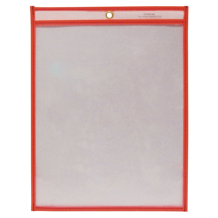 Reusable Dry Erase Pockets, 9 x 12, Neon Red, 30/Pack