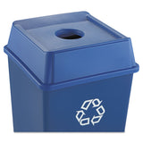 Untouchable Bottle and Can Recycling Top, Round Opening,  20.13w x 20.13d x 6.25h, Blue