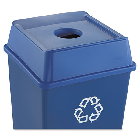 Untouchable Bottle and Can Recycling Top, Round Opening,  20.13w x 20.13d x 6.25h, Blue