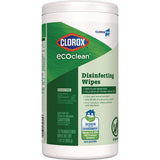 EcoClean Disinfecting Wipes, 1-Ply, 8 x 7, Unscented, White, 6/Carton