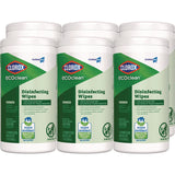 EcoClean Disinfecting Wipes, 1-Ply, 8 x 7, Unscented, White, 6/Carton