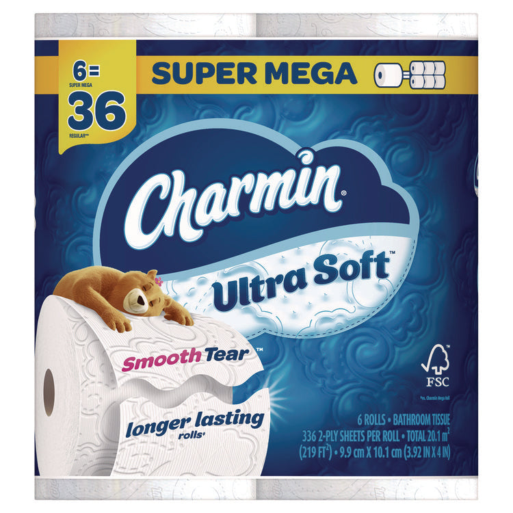 Ultra Soft Bathroom Tissue, Septic Safe, 2-Ply, White, 336 Sheets/Roll, 6 Rolls/Pack