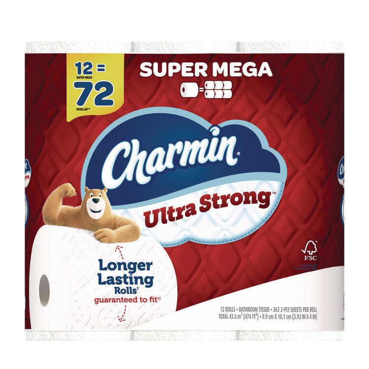 Ultra Strong Bathroom Tissue, Septic Safe, 2-Ply, White, 363 Sheets/Roll, 12 Rolls/Pack