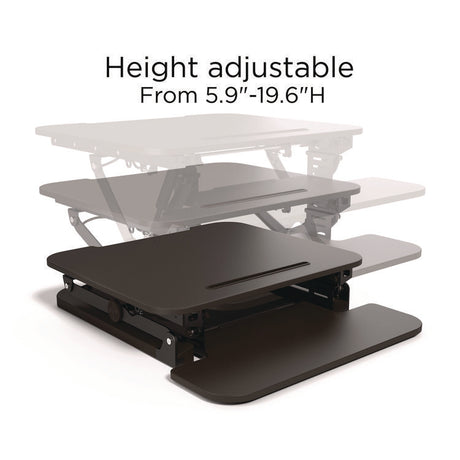 FlexFit Manual Adjustable Desk Converter, 26.7 x 30.8 x 5.9 to 19.6, Black