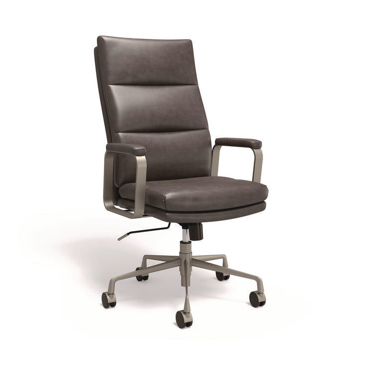 Industria 3-40C Ergonomic Bonded Leather Swivel Manager Chair, Supports Up to 275 lbs, 18.31  to 21.85  Seat Height, Gray