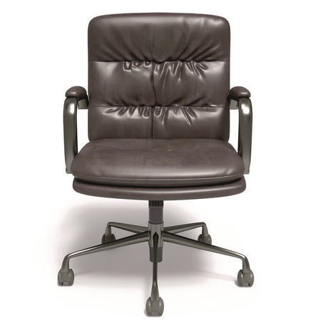 Industria 3-40C Bonded Leather Swivel Manager Chair, Supports Up to 275 lbs, 18.31  to 22.05  Seat Height, Gray Seat/Back