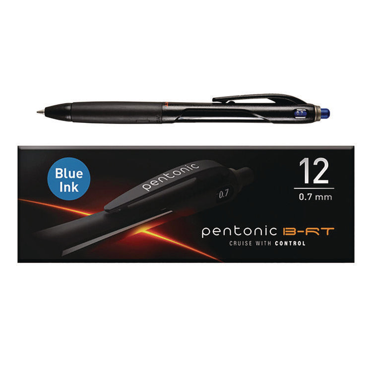 PENTONIC Retractable Ballpoint Pen, Fine 0.7 mm, Blue Ink, Blue Barrel, 12/Pack