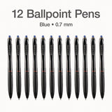 PENTONIC Retractable Ballpoint Pen, Fine 0.7 mm, Blue Ink, Blue Barrel, 12/Pack