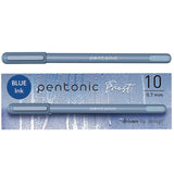 PENTONIC Frost Pen, Stick, Fine 0.7 mm, Blue Ink, Frosted Blue Barrel, 10/Pack