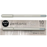 PENTONIC Frost Pen, Stick, Fine 0.7 mm, Black Ink, Pale Gray Barrel, 10/Pack