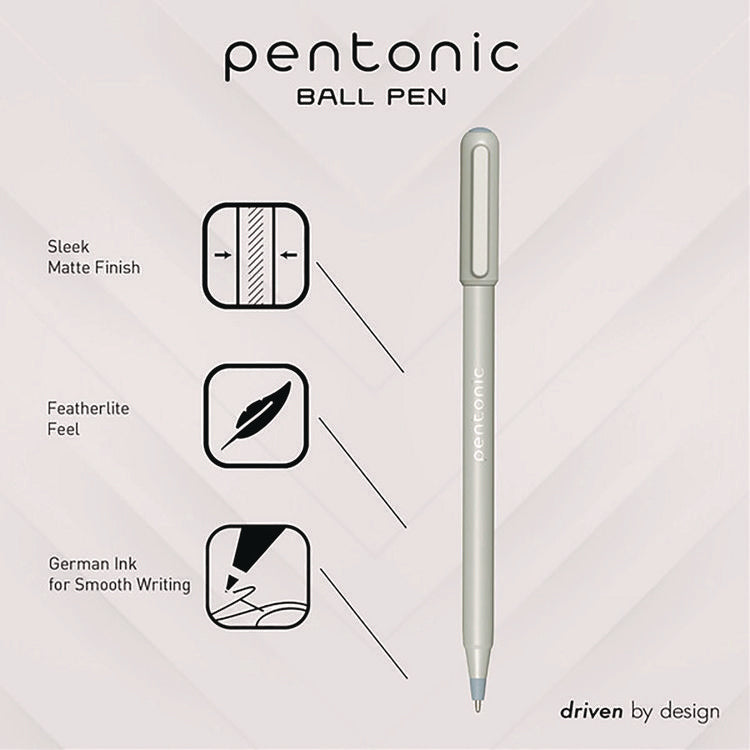 PENTONIC Frost Pen, Stick, Fine 0.7 mm, Black Ink, Pale Gray Barrel, 10/Pack