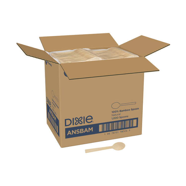 Bamboo Cutlery, Spoon, Light Golden, 100/Pack, 10 Packs/Carton